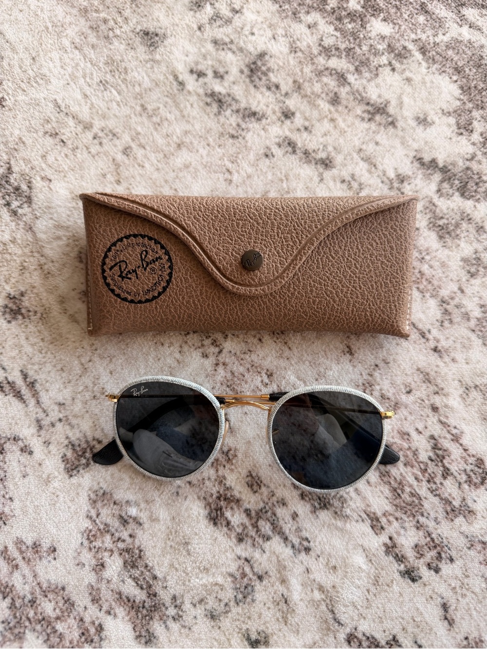 Ray-Ban Woman’s Round Sunglasses — Black Lenses with Gold Frame